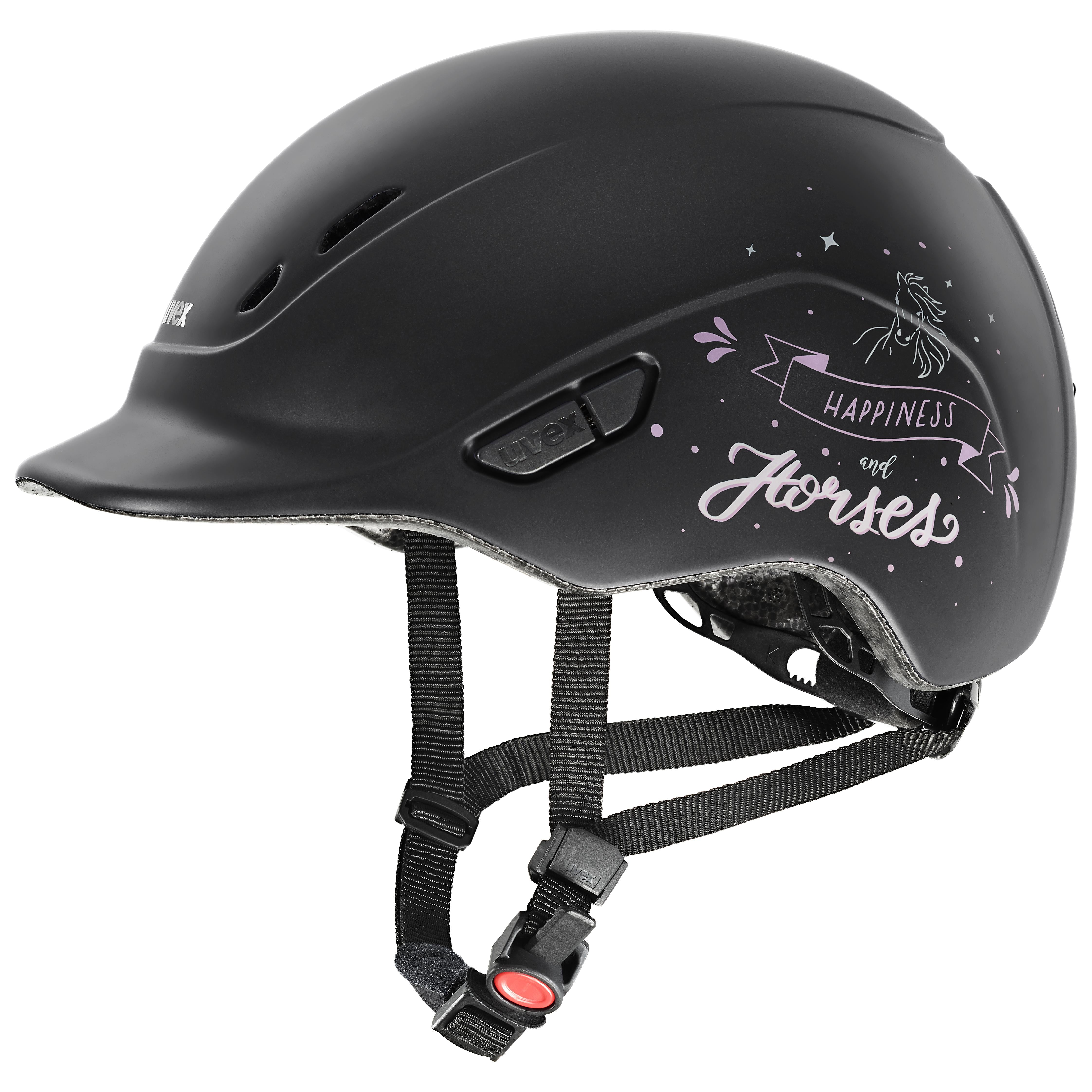 Uvex - Happy Horse negro - Casco de equitación infantil ajustable talla 49-54 cm